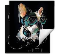 DarHaus Plaque de recouvrement pour cuisinière 60x52 cm Tapis antidérapant Enroulable, noir - chien