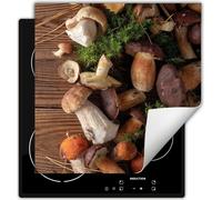 DarHaus Plaque de recouvrement pour cuisinière 60x52 cm Tapis antidérapant Enroulable, Röhrlinge - Bois