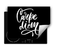 DarHaus Plaque de recouvrement pour cuisinière 70x52 cm Tapis antidérapant Enroulable, noir - Carpe diem