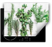 DarHaus Plaque de recouvrement pour four 70x52 cm Tapis antidérapant Enroulable, Herbes - Bois
