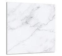 DarHaus Protection anti-éclaboussures en verre trempé 60 x 65 cm - Verre décoratif avec ruban adhésif - Paroi arrière en verre pour cuisine - Plaque de protection induction, Marbre Blanc