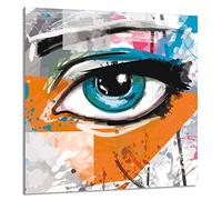 DarHaus Protection anti-éclaboussures en verre trempé 60 x 65 cm - Verre décoratif avec ruban adhésif - Paroi arrière en verre pour cuisine - Plaque de protection induction, Œil Pièce