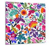 DarHaus Protection anti-éclaboussures en verre trempé 60 x 65 cm - Verre décoratif avec ruban adhésif - Paroi arrière en verre pour cuisine - Plaque de protection induction, Fleur Coloré