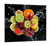 DarHaus Protection anti-éclaboussures en verre trempé 65 x 60 cm - Verre décoratif avec ruban adhésif - Paroi arrière en verre pour cuisine - Plaque de protection induction, Fruit Coloré