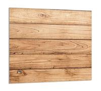 DarHaus Protection anti-éclaboussures en verre trempé 65 x 60 cm - Verre décoratif avec ruban adhésif - Paroi arrière en verre pour cuisine - Plaque de protection induction, Bois Brun