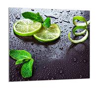 DarHaus Protection anti-éclaboussures en verre trempé 65 x 60 cm - Verre décoratif avec ruban adhésif - Paroi arrière en verre pour cuisine - Plaque de protection induction, Chaux Vert