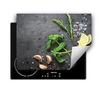 DarHaus Tapis de protection pour plaque de cuisson induction 70x52 cm, Protection Plaque Induction - ardoise - herbes aromatiques