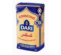DARI - Couscous Moyen - À la Semoule de Blé Dur - S'Égrène Facilement à la Fourchette - Cuisson Rapide et Inratable - le paquet de 1 kg - Le Lot De 4