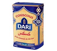 DARI - Couscous Moyen - Semoule de Blé Dur Qualité Supérieure - le paquet de 500 g - Le Lot De 4