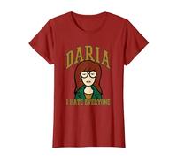 Daria, Je déteste Tout Le Monde, Type collégial, Dessin animé rétro T-Shirt, Femme, Canneberge, XL