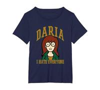 Daria, Je déteste Tout Le Monde, Type collégial, Dessin animé rétro T-Shirt, Femme Grandes Tailles, Bleu Marine, 5X