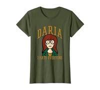 Daria, Je déteste Tout Le Monde, Type collégial, Dessin animé rétro T-Shirt, Femme, Olive, XS