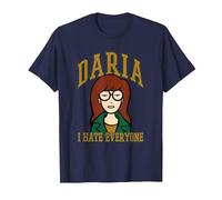 Daria, Je déteste Tout Le Monde, Type collégial, Dessin animé rétro T-Shirt, Homme, Bleu Marine, 5XL