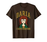 Daria, Je déteste Tout Le Monde, Type collégial, Dessin animé rétro T-Shirt, Homme, Marron, 3XL