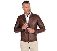 D'Arienzo Veste Cuir Brun Foncé en Agneau Veritable Moto Motard Blouson Made in Italy Ted 54/XXL/Marron foncé