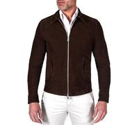 D'Arienzo Veste Daim Homme Couleur Marron Foncé Surpiqué à la Main Blouson Moto Cuir Véritable Owen 48/M/Marron foncé