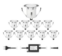 DarisingSun 10 Kit Spots Extérieur Encastrable LED pour Terrasse Enterré Plafonnier,LED Encastrable 0.6W IP67 DC12V Etanche,Lampe Extérieur Pour Chemin,Escalier,Piscine,Cour,Salle de Bain Blanc Chaud
