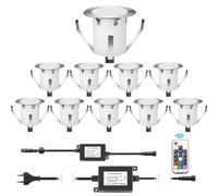 DarisingSun 10 Kit Spots Extérieur Encastrable LED pour Terrasse Enterré Plafonnier,LED Encastrable 0.1W~0.3W IP67 DC12V Etanche,Lampe Extérieur Pour Chemin,Escalier,Piscine,Cour,Salle de Bain RGB