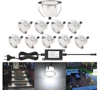 DarisingSun 10 KiT Spots LED Encastrable Extérieur IP67 Spots à Encastrer pour Terrasse Bois Plafond 1W DC12V lumière Blanc étanche Kit Mini Spot LED Lampe Extérieur Blanc Froid