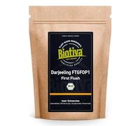 Darjeeling First Flush Bio 1kg (4x250g) - thé noir en vrac - arôme pétillant et harmonieux - thé en vrac à feuilles - Mis en bouteille et contrôlé en Allemagne - Biotiva