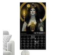 Dark 2024 Calendar - Calendrier Lunaire 2024, Calendrier 2024 De Dark, Calendrier D'astrologie 2024, Décoration Murale De Déesse, Calendrier pour Chambre Païenne Gothique Bohème