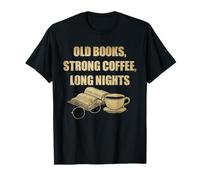 Dark Academia Aesthetic Old Books Strong Coffee Long Nights T-Shirt