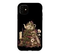 Dark Academia Cottagecore Tea Books Botanical Mushroom Coque pour iPhone 11