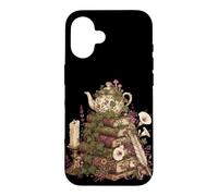 Dark Academia Cottagecore Tea Books Botanical Mushroom Coque pour iPhone 16