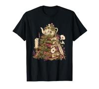 Dark Academia Cottagecore Tea Books Botanical Mushroom T-Shirt
