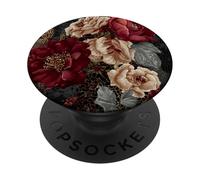Dark Academia Gothic Burgundy Floral Aesthetic PopSockets PopGrip Adhésif