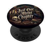 Dark Academia Just One More Chapter Gothic Skull Raven Book PopSockets PopGrip Adhésif