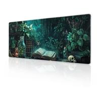 Dark Academia Tapis de souris Motif plante gothique Grand XL Base en caoutchouc antidérapant Bords cousus Long tapis de clavier pour bureau, jeu, ordinateur portable 80 x 30 cm