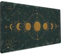 Dark Academia Tapis de souris XXL,Phases de lune dorée,grand tapis de souris étendu pour gaming,ordinateur portable,clavier et souris,sous-main avec base en caoutchouc antidérapante et bords