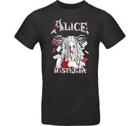 Dark Alice Hysteria Deadly Sound Madness Psycho Horror Gothic Black T-T-Shirts à Manches Courtes Black(Large)