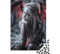 Dark Angel Woman Jigsaw for Adults Educational Gothic Red-Winged Woman 1000 Piece Games for Home Decor 38x26cm 1000pcs