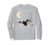 Dark Bat Japanese Ink Wash Traditional Asian Art Manche Longue