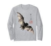 Dark Bat Japanese Ink Wash Traditional Asian Art Manche Longue