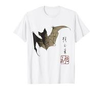 Dark Bat Japanese Ink Wash Traditional Asian Art T-Shirt