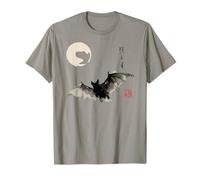 Dark Bat Japanese Ink Wash Traditional Asian Art T-Shirt