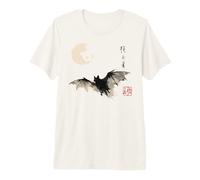 Dark Bat Japanese Ink Wash Traditional Asian Art T-Shirt Haut de Gamme