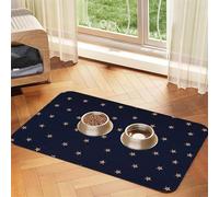 Dark Blue and Rose Gold Pink Glittery Stars Starry,Waterproof Pet Feeding Mat,PU Leather Placemats for Cat Dog Water Bowl,Food Mats,40x60cm