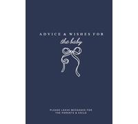 Dark Blue Baby Shower Guest Book with Bow: Guest Log with Prompts