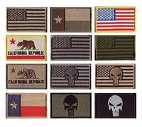Dark blue sea Lot de 12 écussons tactiques à motif de drapeau américain avec velcro pour sac à dos, bricolage, casquette et vêtements