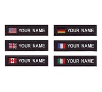 Dark blue sea Lot de 2 écussons brodés avec nom militaire personnalisable Motif drapeau américain France UK Canada Noir sur noir