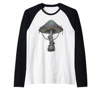 Dark Botanical Mushroom Illustration Manche Raglan