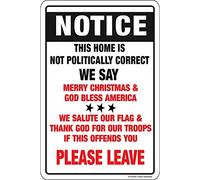 Dark Branches Panneau décoratif en aluminium avec inscription « Notice Please Leave Not Politically Correct God Bless America »
