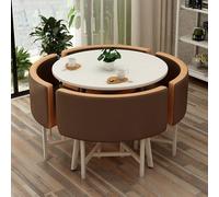 Dark Brown Reception Desk Square/Round Dining Table with 4 Chairs Conference Room Table Business Meeting Furniture for Living Room Office and Salon