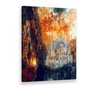 Dark Castle Into A Mountainside Art mural Impression d'art mural Coloration mythologique Poster sur toile pour la décoration de la maison (Art-1,30 x 45 cm (sans cadre))