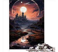 Dark Castle Puzzle Cadeau 1000 pièces pour Adultes Puzzles en Bois Puzzles familiaux Amusants pour Adultes avec Affiche Assortie et Feuille de Quiz 1000 pièces (50 x 75 cm)