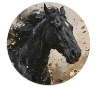 Dark Cheval 1000 Pièces Puzzle Rond Jeu Animaux Puzzles Éduchatif Défi Jouets Cadeau Unique pour Adultes Et Enfants 1000pcs (67.5x67.5cm)
